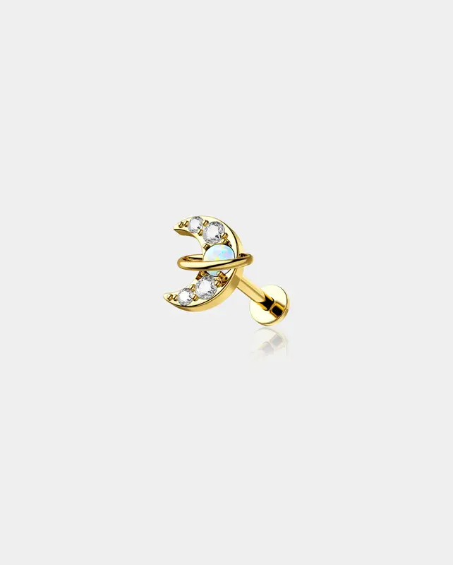 Opal Moon Internally Threaded Helix Stud - Gold