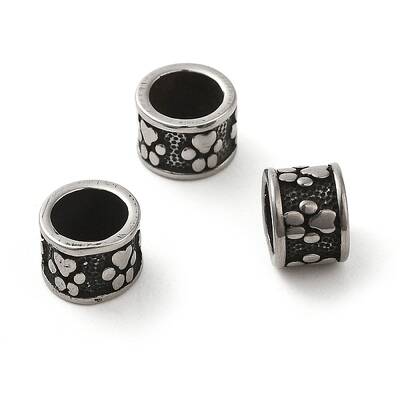 Column with Paw Print 304 Stainless Steel European Beads