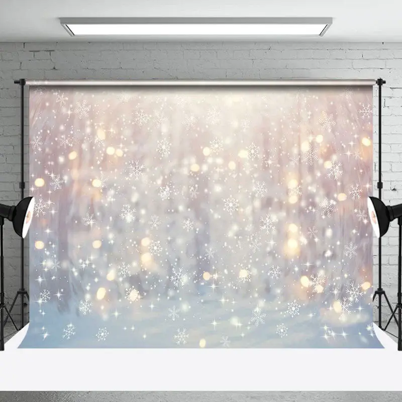Bokeh Light Winter Whitte Snowy Christmas Backdrop - Aperturee