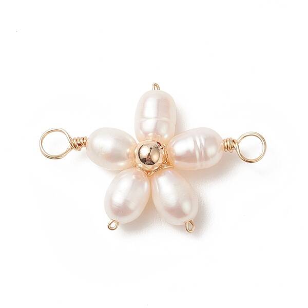 Natural Cultured Freshwater Pearl Connector Charms