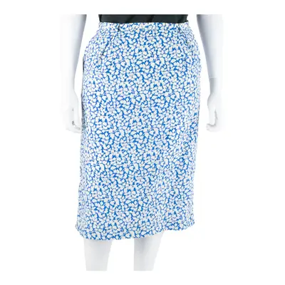Vintage VALENTINO Miss V Knee Length Straight Skirt Blue 90s Floral Womens UK 14