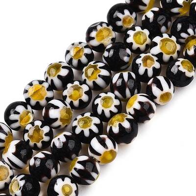Round Millefiori Glass Beads Strands