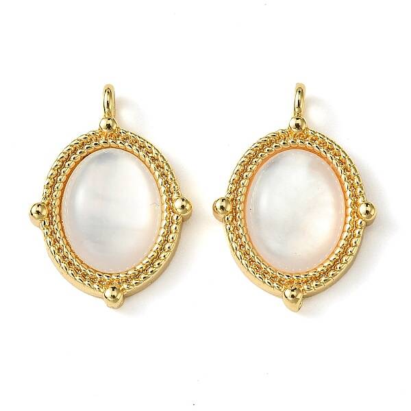 Brass Pave Shell Pendants