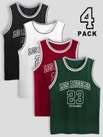 Men's Letter & Number Print Tank Top, Regular Fit Casual Sleeveless Round Neck Top for Summer, Men's Top for Daily Wear, Crew...