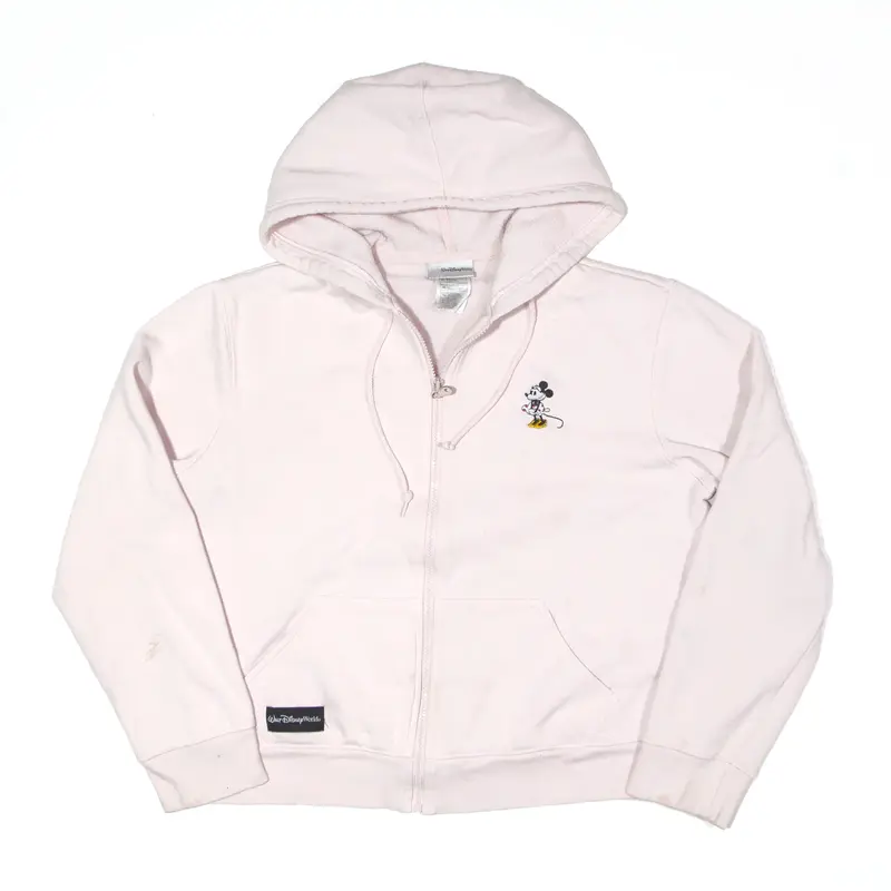 DISNEY Minnie Mouse Cropped Hoodie Pink Full Zip Womens XL