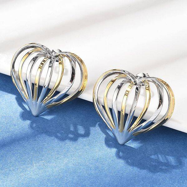 304 Stainless Steel Two Tone Stud Earrings