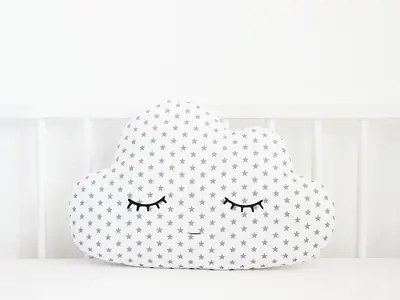 White with Gray Stars Cloud Pillow