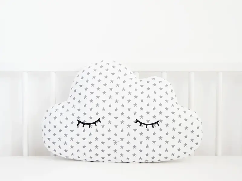 White with Gray Stars Cloud Pillow