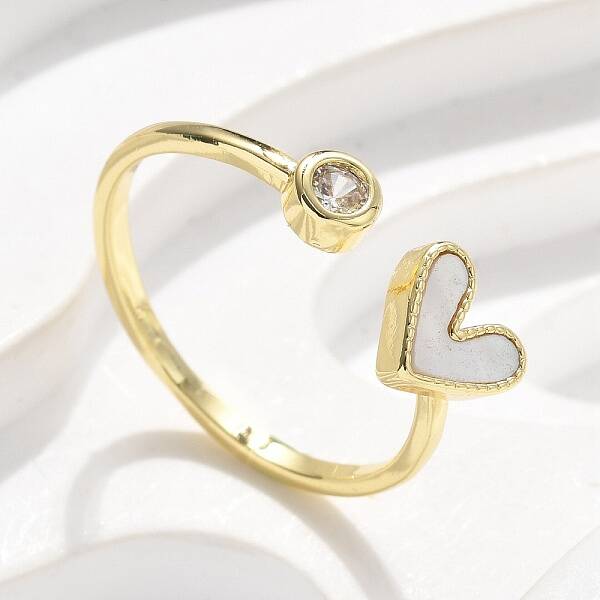 Brass Micro Pave Clear Cubic Zirconia Cuff Rings for Women