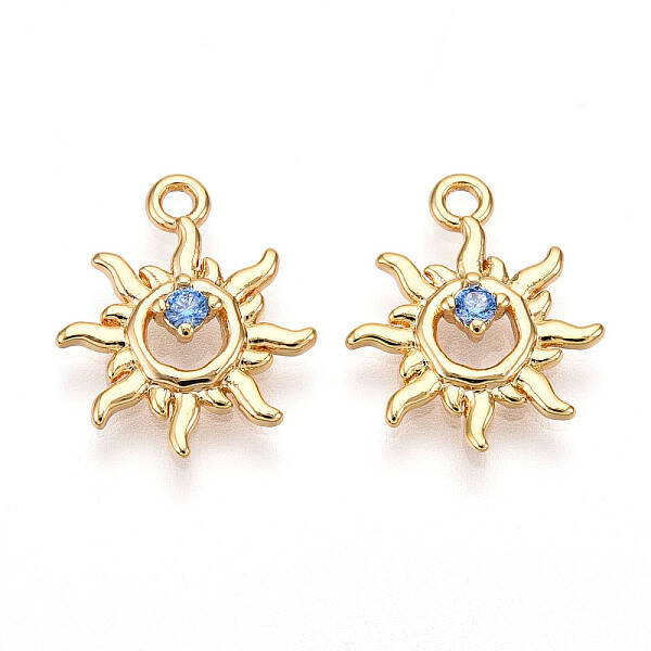 Brass Micro Pave Cubic Zirconia Charms
