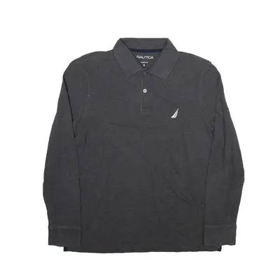 NAUTICA Classic Fit Polo Shirt Grey Long Sleeve Mens M