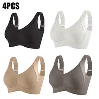 4 counts Women's Solid Four- breasted Adjustable Wireless Bra, Womenswear Lingerie for All Seasons Valentine's Day, girl bra,...