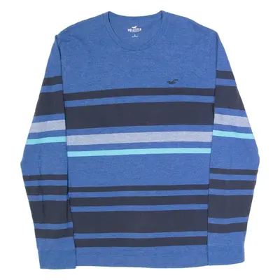 HOLLISTER Striped Mens T-Shirt Blue Long Sleeve S