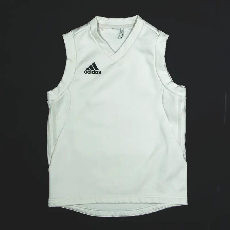 ADIDAS Climawarm Embroidered White V-Neck Sweatshirt Womens XS