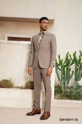 Stacy Adams Mens 3Piece Hybrid Suit  Reversible Accent Vest Professional Look