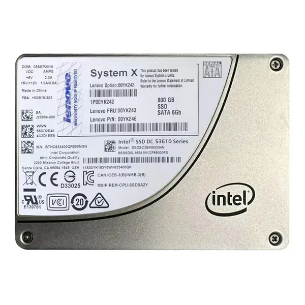 00YK243 Lenovo 800GB Multi-Level Cell SATA 6Gb/s Hot Swappable 3.5-Inch Solid State Drive for x3250 M6