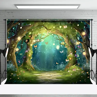 Butterfly Floral Fantasy Fairy Forest Photo Backdrop - Aperturee