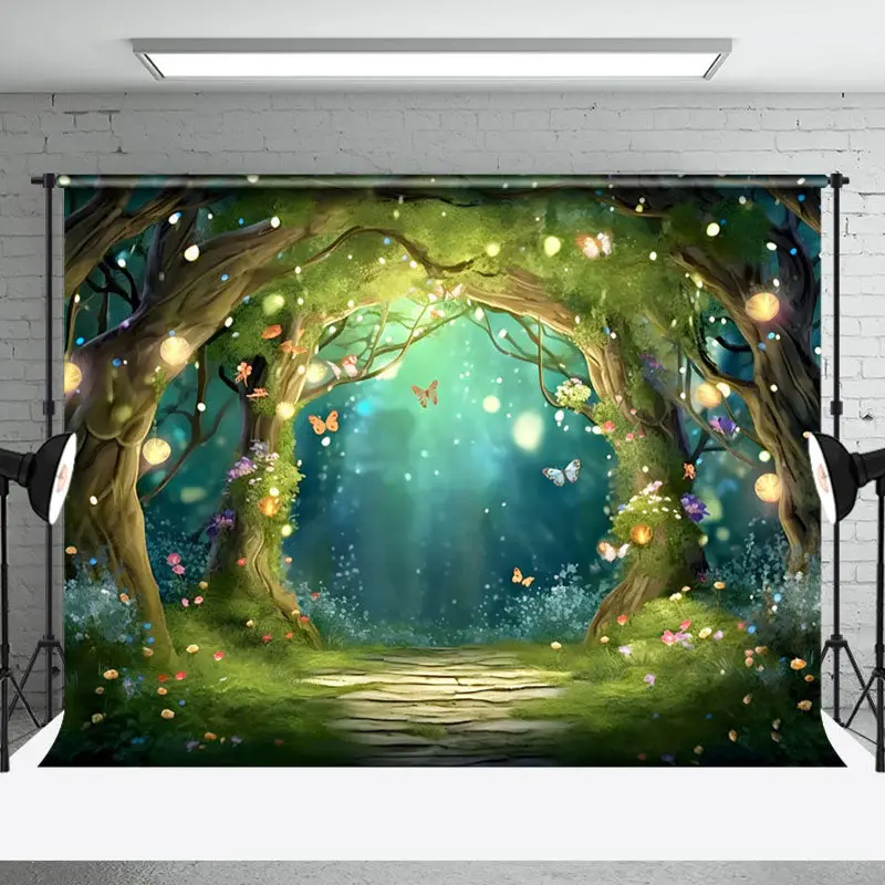 Butterfly Floral Fantasy Fairy Forest Photo Backdrop - Aperturee