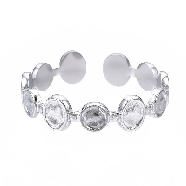 Non-Tarnish 304 Stainless Steel Flat Round Open Cuff Ring