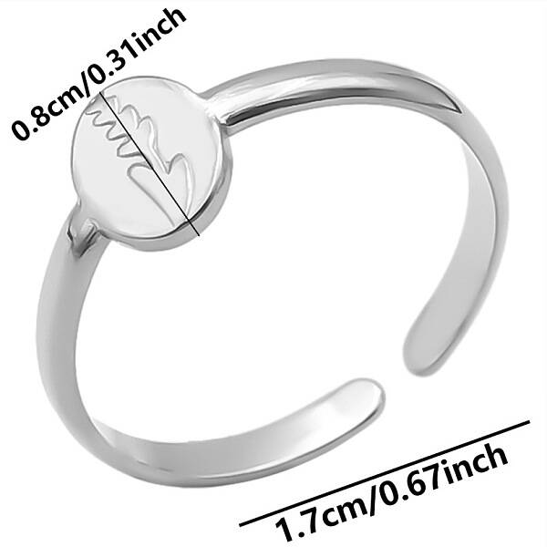 Non-Tarnish Minimalist Oval with Flower 304 Stainless Steel Wide Band Cuff Open Rings for Women