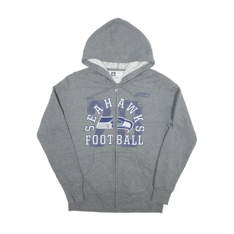 NFL Seattle SeaHawks Football USA Hoodie Grey Full Zip Womens S
