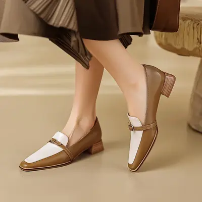 CHIKO Mikayla Square Toe Block Heels Loafers Shoes