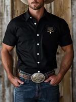 Men's Regular Fit Cowboy Graphic Print Short Sleeve Shirt, Casual Comfy Top for Summer, Fashion Men's Clothes for Daily Wear,...