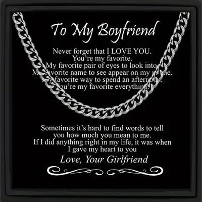 Chain Necklace with Gift Card & Gift Box, 1 Count Fashion Stainless Steel Necklace, Hip-hop Punk Rock NK Chain Gift for Men, ...