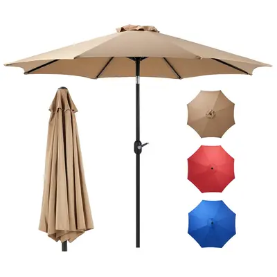 【Deal】SweetFurniture 9FT Outdoor Umbrella: Tiltable and Convenient with Push Button and Crank, 8 Strong Ribs - Perfect fo...