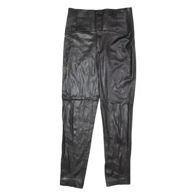 ZARA Womens Leather Trousers Black Regular Tapered Faux Leather W28 L27