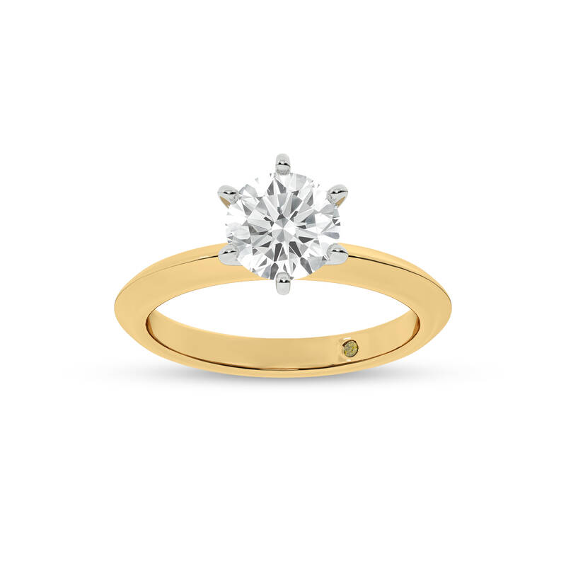 Prism Knife Edged Six Prong Round Lab Grown Solitaire Diamond Ring | 14K Yellow Gold 1 1/2 CT. TW.