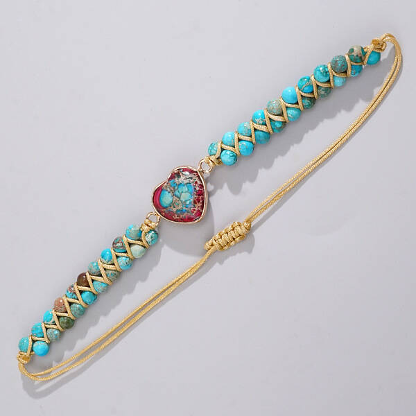 Natural & Dyed Imperial Jasper  Braided Bead Bracelets for Women