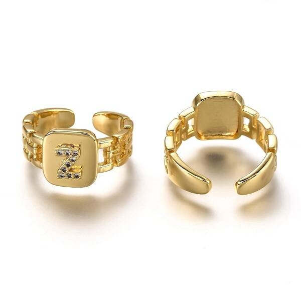 Brass Micro Pave Clear Cubic Zirconia Cuff Rings