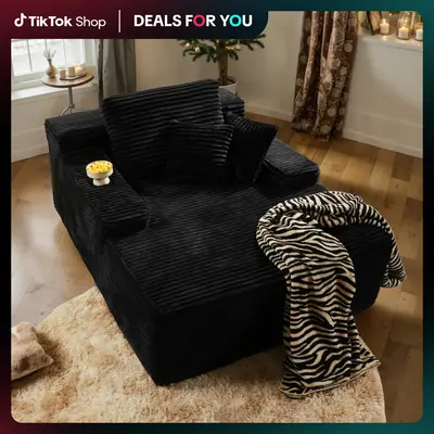 Oversized Chaise Lounge Chair Indoor Upholstered Sofa Bed Lounge Couch Chair,Reading Chair Sleeper Cloud Sofa Couch,Plush Cha...
