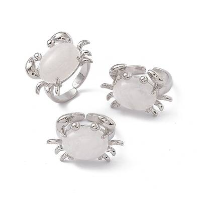 Natural Quartz Crystal Crab Open Cuff Ring