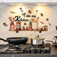 Kitchen Utensil Graphic Decorative Sticker, 1 Set DIY Removable Wall Sticker, Self Adhesive Wall Decor, Kitchen Decor, Tiles ...