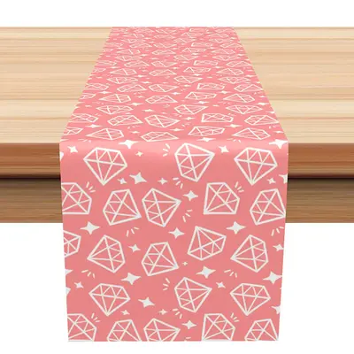 Pink White Diamonds Repeat Decoration Table Runner - Aperturee