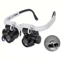 Head Mounted Magnifier with 2 LED Light, Adjustable Magnifying Glass with Detachable Lens, Magnifying Glass for Watch & Jewel...