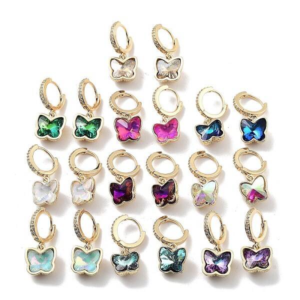 Light Gold Brass Micro Pave Cubic Zirconia Hoop Earrings