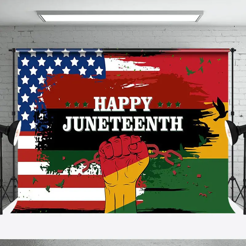 Usa Flag Happy Juneteenth Day Backdrop Decorations - Aperturee