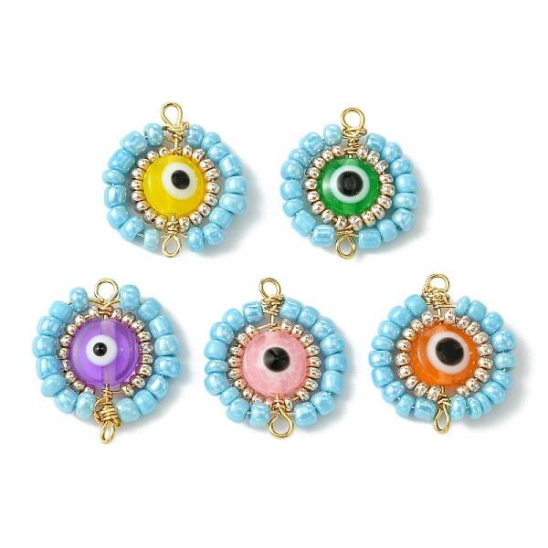 Resin with Glass Seed Beaded Connector Charms