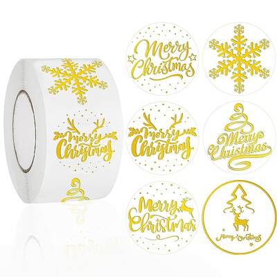 Christmas Theme Adhesive Roll Sticker Labels