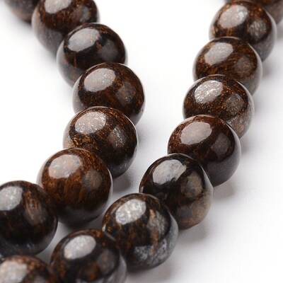 Round Natural Bronzite Bead Strands