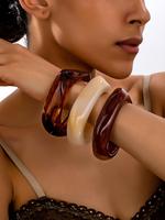 Irregular Half Transparent Design Bangle, Trendy Stack Bangle, Fashionable Jewelry for Women & Girls, Trendy All-match & Exqu...