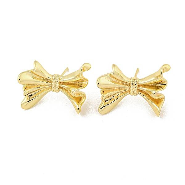 Bowknot Rack Plated Brass Stud Earrings for Women