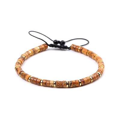 Natural Picture Jasper Braided Bead Bracelets for Women