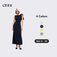 Cider [3 colors, size 0-26] Women's Boat Neck Maxi Dress | Bowknot Strap Design with Stretch Fabric for Wedding Guest Attire ...