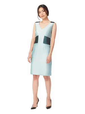 SCEPTRE | Pin-Tuck Waist Silk Dress | Color: Aqua | Size: 8