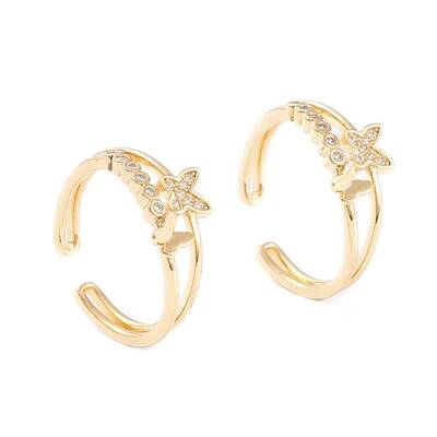 Brass Micro Pave Clear Cubic Zirconia Cuff Rings