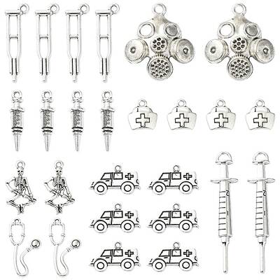 40Pcs 8 Styles Tibetan Style Alloy Pendants